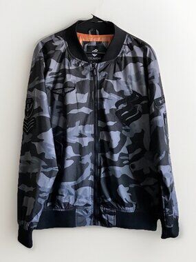 ROCAWEAR Brooklyn 99 Grey Camo Bomber Jacket Military Hip Hop Mens Large